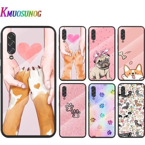Cute Paw Print Dog For Samsung Note 20 10 9 8 Ultra Lite Plus 5G A70 A50 A40 A30 A20 A10 Tempered Glass Phone Case
