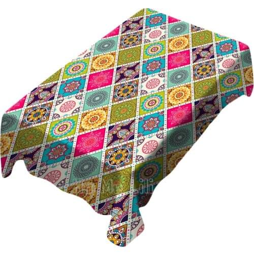 Ethnic Pattern Mandala Style Design Table Cover For Picnic Kitchen Dining Decor