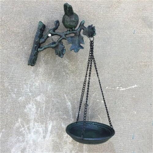 Cast Iron Hanging Aged Metal Decorative Bird Feeder Darkgreen Antique Birdfeeder Wild Bird Feeding Wall Mounted For Home/Outdoor