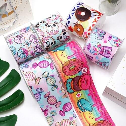 DIY Cartoon Dessert Printed Grosgrain Ribbon For Craft Supplies Sewing Accessories 5 Yards. 35062
