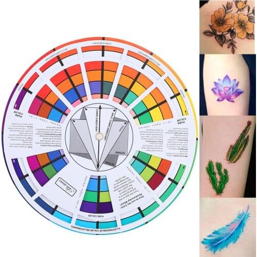 Hot sale Professional 12 Color Tattoo Nail Pigment Wheel Paper Card Three-level Mix Guide Easy to Use