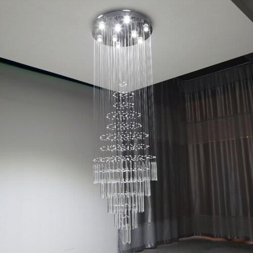 European style CRYSTAL Pendant Lights taircase pendant lamp simple crystal stair lamp duplex living room big lighting SJ11 ya74