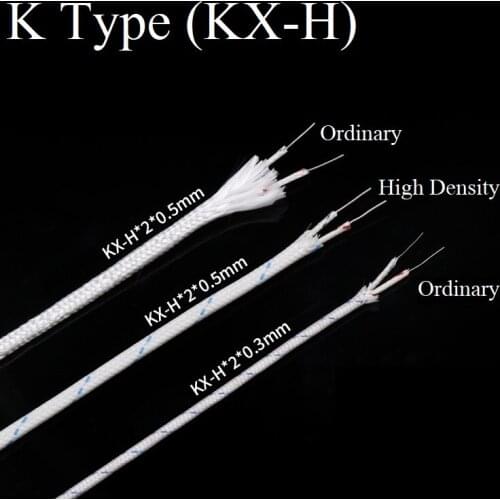 K-Type KX-H Temperature Measure Wire 2Cores 3Cores High Temperature Insulated Fiberglass Braid Compensation Cable Line