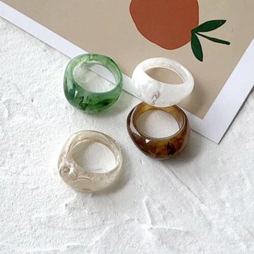 Resin Ring Band Fashion Ring Midi Ring Finger Ring for Women Resin Acrylic Rings Women Party Jewelry Ring