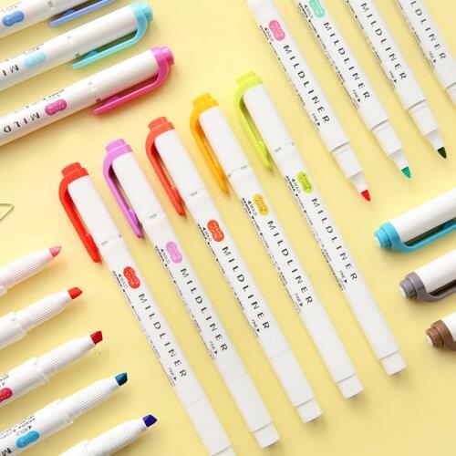 Zebra Mild color Highlighter Pen WKT7 Mildliner Friendly Fine Bold Marker pens for Lettering Drawing Paint Art School F506