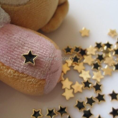 MD-574 10pcs Fancy Black Gold Star Deco Metal Charms Metal Deco Charms Nail Art