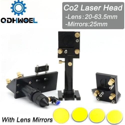 CO2 Laser Cutting Head Set Silicon Reflect Mirror 25mm USA Focus Lens 20mm-63.5mm for Laser Engraving Cutting Machine