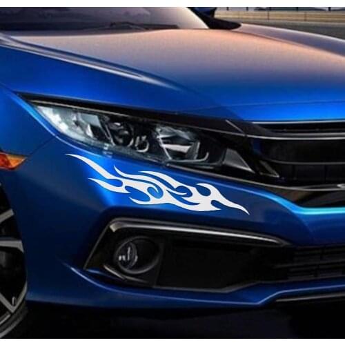 1/2 Pairs Fire Style Car Stickers Bumper Door Hood Body Styling Decals Silver Widely Used in Automobile Door or Mirror