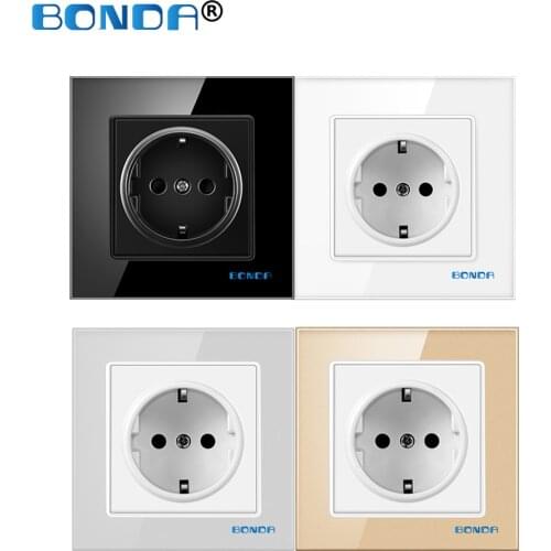 Wall Power Socket Tempered Glass Panel EU Standard Baby Kids Child Safety Protection Electrical Outlet 86mm * 86mm 16A 110~250V
