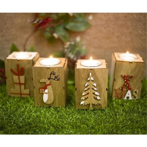 New 100pcs Christmas Wood Candle Holder Candlestick Table Lamp For Tea Light Decoration