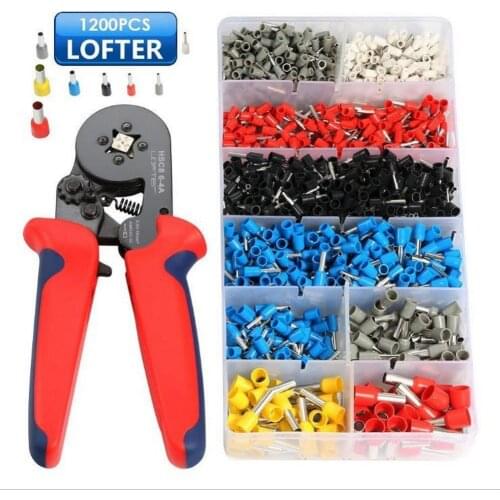 Crimping Pliers Clamp Tools 0.08-10mm2 Tubular Crimping Plier Set 1200pcs Terminal AWG28-7 HSC8 6-4A High Precision Clamp