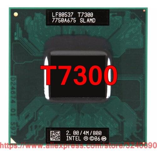 Original lntel Core 2 Duo T7300 CPU (4M Cache, 2.00 GHz, 800 MHz FSB , Dual-Core) Laptop processor free shipping
