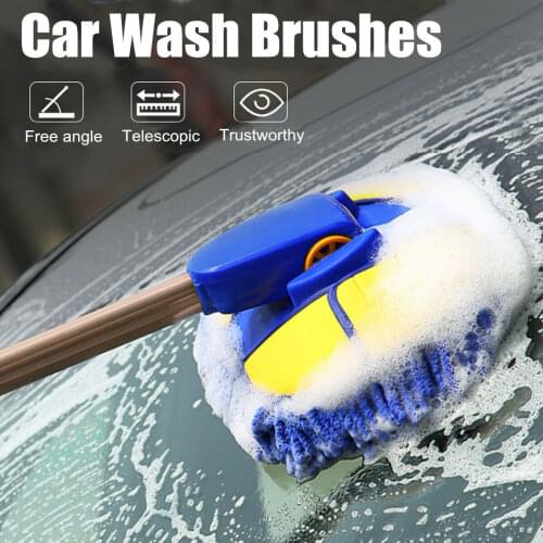 110cm Car Cleaning Brush Telescoping Long Handle Auto Accessories Car Wash Brush Cleaning Mop Chenille Broom