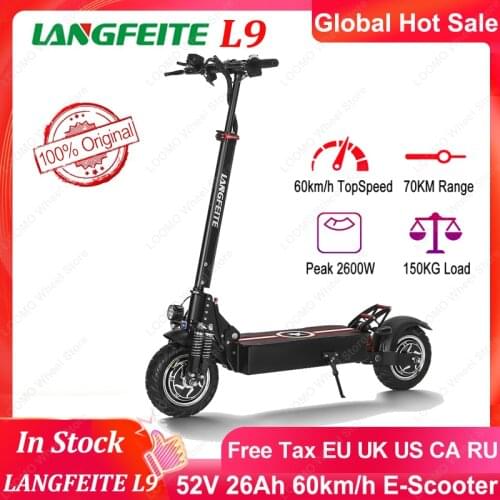 LANGFEITE L9 52V 26Ah 2*1000W Dual Motor Folding Electric Scooter 10Inch 60km/h Top Speed Range 70km Mileage Double Brake System