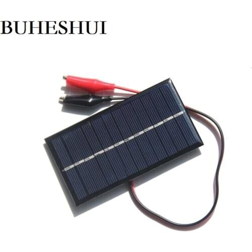 BUHESHUI 1W 6V Solar Cell Epoxy Polycrystalline Solar Panel+Clip For Charging 3.7V Battery System Toy LED Light Study 110*60MM