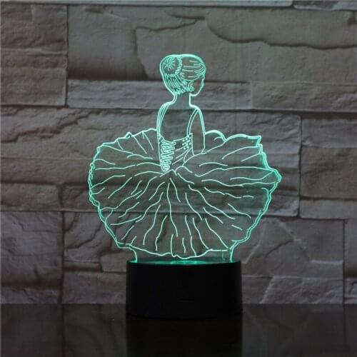 Ballet Girl 3D Led Night Light 7 Color Changing Usb Table Lamp Usb Bedroom Bedside Light Home Decor For Girl Birthday Gift 1809