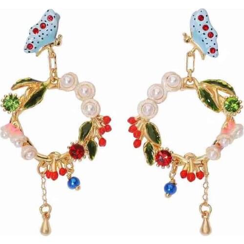 2019 Amybaby Handmade Enamel Glaze Luxury Butterfly Flower Womens Stud Earring Jewelry For Party