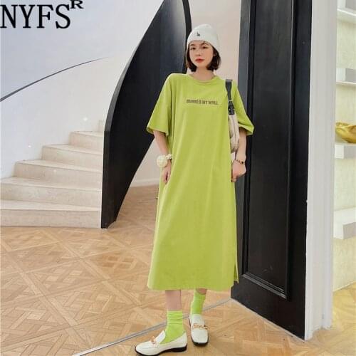 NYFS Summer Dress 2021 Korean New Back ruffle Backless Short Sleeve Woman Dress Vestidos Robe Elbise Fashion Long Dress