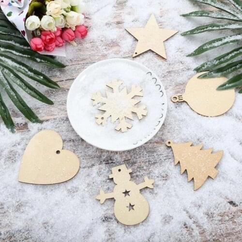 10pcs Christmas Wooden Pendants DIY Wood Craft Ornament Xmas Tree Decoration Kids Gift for 2022 Home Xmas Navidad Natal New Year