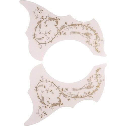 2pcs 40/41 Inch Acoustic Guitar Pickguard With Flower Pattern Self-adhesive, Guitar Pickguard, White