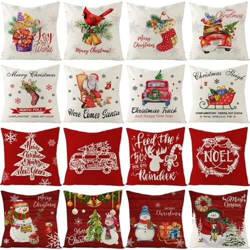 2021 Merry Christmas Cushion Cover Christmas Decorations for Home Christmas Ornaments Xmas Navidad Gifts Happy New Year 2022