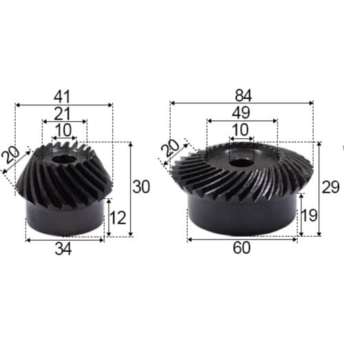 2M-20 / 40Teeths 1: 2 Ration Precision Spiral Bevel Gear Spiral Bevel Gear