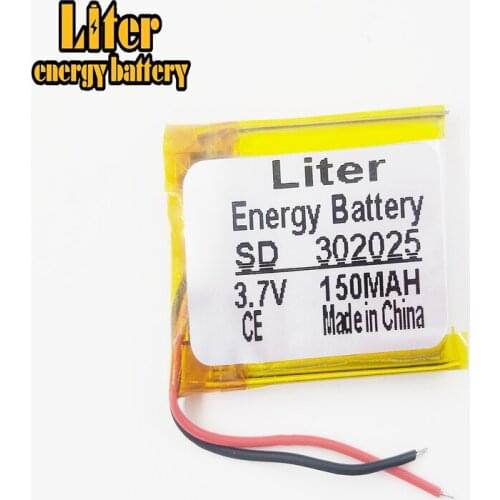 3.7V,150mAH,302025 polymer lithium ion / Li-ion battery for smart watch,BLUE TOOTH,GPS,mp3,mp4,toy,speaker