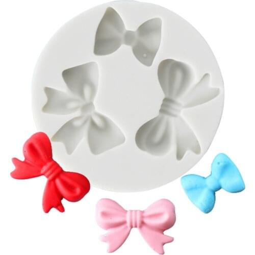 3Cavity Bowknot Silicone Mold Fondant Mould Cake Decorating Tools Chocolate Gumpaste Molds, Sugarcraft, Kitchen Gadgets