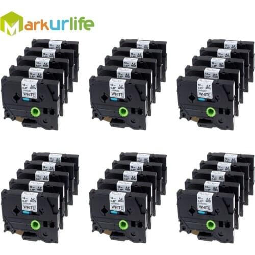 30 PCS/Lot 12mm*8m Tze 231 Tze231 Black on White Laminated Compatible P touch 12mm tze-231 Label Tape Cartridge tz231 tze-231