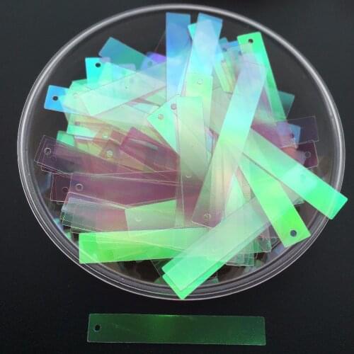 40g 6*40mm Large Rectangular Bar One Hole Flat Sequin Sewing,Wedding Craft,Women Kids DIY Garment Accessory AB Transparent