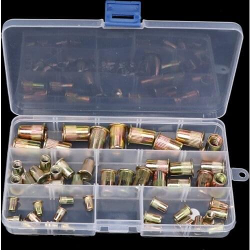 50 pcs M4 M5 M6 M8 M10 Mix Riveteuse Zinc Plated Carbon Steel Threaded Riveting Rivet For Metal Plates Tubes Fasteners Tools