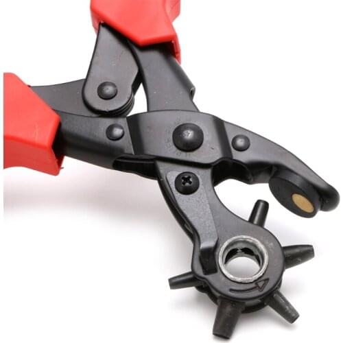 6 Sized Heavy Duty Leather Belt Eyelet Holes Punch Pliers Revolving Hand Punches E56C