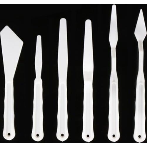 6PCS/Set Plastic Painting Knife Spatula Palette Knife Oil Painting Accessories Color Mixing for Oil, Canvas, Acrylic Painting