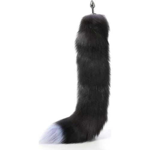 70cm Super long real fox tail anal beads butt plug Metal Flirting erotic coaplay BDSM ass sex toy couple role play game women