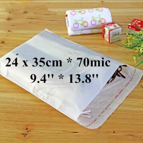 Free Shipping 300pcs/lot 24 x 35cm*70mic Self Adhensive Plastic Clothes Packaging Bag, High Quality White PE Clothing Bag