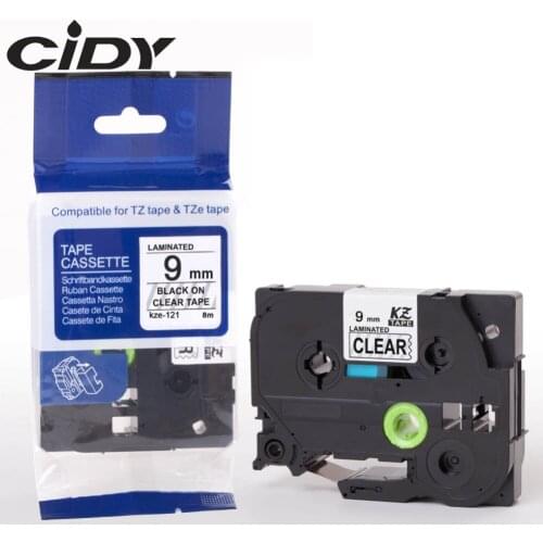 CIDY 30pcs/lot Tze 121 TZ 121 TZ121 TZE121 Black on Clear Laminated Strong Adhesive Label Tape Compatible for Brother P touch
