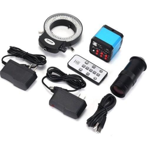 14MP 1080P HDMI USB Industry Digital Video Microscope Camera for Phone PCB CPU Board Repair Magnifier C-Mount Lens 144led Light