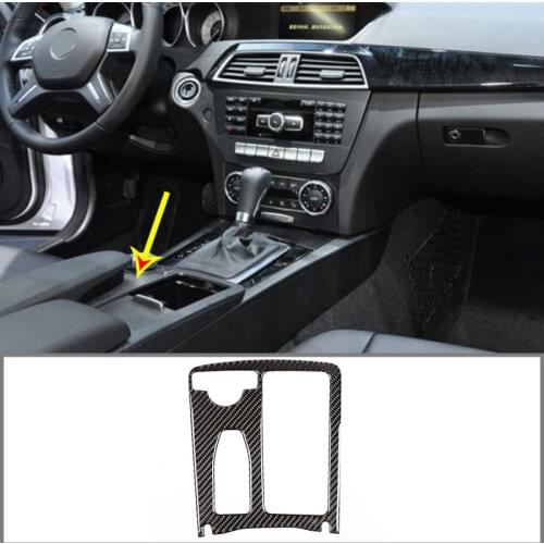 For Mercedes-Benz C-Class 2007-2013 Car Central Position Water Cup Holder Protection Frame Real Carbon Fiber LHD And RHD