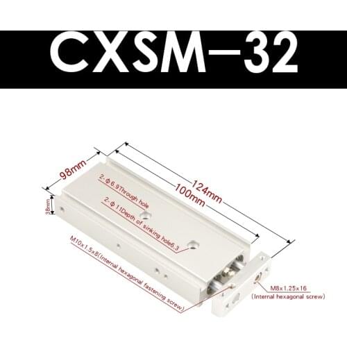 CXSM32 Double pole biaxial cylinder CXSM 3210/15/20/25/30/35/40/45/50 s small bore with magnetic set-top cylinder CXSM32-100S