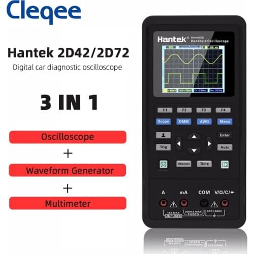 Hantek 3in1 Handed 40mhz 70mhz Digital Oscilloscope Tester 2 Channel + Waveform Generator + Multimeter Portable Size LCD Display