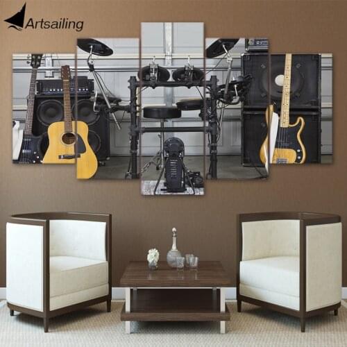 HD Printed 5 Piece Canvas Art Music Instrument Guitar Painting Modular Wall Pictures for Living Room Free Shipping CU-2490C
