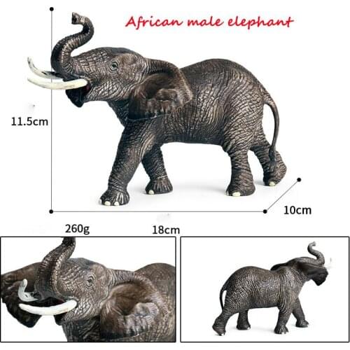 Simulation wild animal model ornaments African elephant mammoth Asian elephant solid plastic figure toy