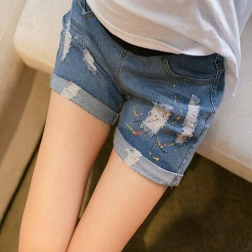 2018 Summer Denim Maternity Shorts For Pregnant Women Clothing Pregnancy Cotton Clothes Short Skinny Jeans Pants Pumping Gravida