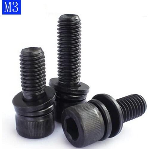M3 x 0.5 ( 3mm ) HIGH TENSILE 12.9 STAINLESS SEM SOCKET HEAD CAP SCREW + FLAT / SPRING WASHER