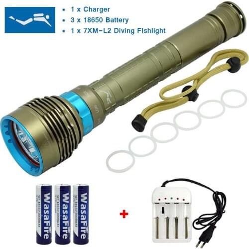 15000 Lumens Diving Flashlight Underwater 100m 7x XM-L L2 LED Torch Waterproof 18650/26650 Scuba Lanterna Powerful Dive Light