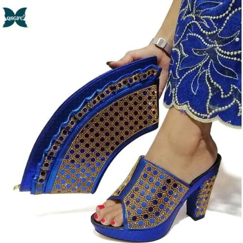 Newest Arrival Blue Ladies Shoes and Bag Set African Sets 2020 Woman Italian design Shoes and Bag Set Italian Shoes and Bags