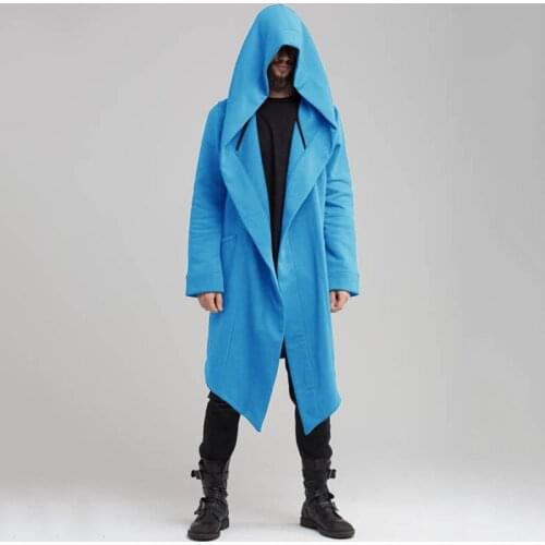 Steampunk Cape Cloak Men Autumn Long Sleeve Jacket Mens Windbreaker Long Hooded Cardigan Trench Coat X9213