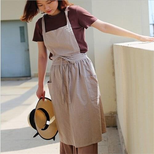 Useful Skirt Apron Brief Nordic Skirt Cotton Linen Apron Coffee Shops And Flower Shops Work Cleaning Aprons For Woman Washing