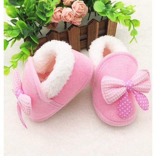Pudcoco US Stock Toddler Infant Newborn Baby Girls Cute Bow Soft Crib Sole Boots Prewalker Warm Shoes First Walkers