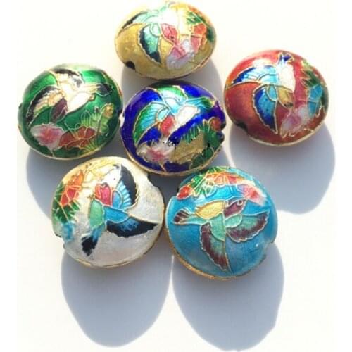 Colorful Enamel Filigree Flower Birds Bead Cloisonne Accessories DIY Jewelry Making Supplier Necklace Earrings Bracelets 5pcs
